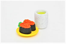 Load image into Gallery viewer, 382627 IWAKO IKURA SALMON EGG SUSHI PLATE WITH TEA ERASERS-1 SET