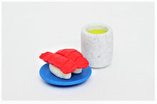 Load image into Gallery viewer, 382623 IWAKO MAGURO TUNA SUSHI PLATE WITH TEA ERASERS-1 SET