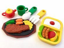 Load image into Gallery viewer, 383641 IWAKO STEAK DINNER RESTAURANT TRIPLE IWAKO PUZZLE ERASERS-1 bag of 3 erasers