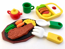 Load image into Gallery viewer, 383641 IWAKO STEAK DINNER RESTAURANT TRIPLE IWAKO PUZZLE ERASERS-1 bag of 3 erasers