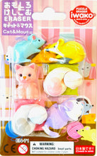 Load image into Gallery viewer, 383141 IWAKO CAT &amp; MOUSE ERASER CARD-1 CARD
