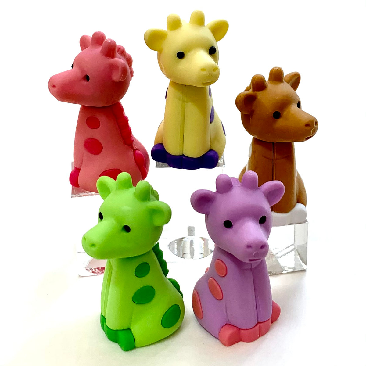 384511 IWAKO Colorz Giraffe 12 sets of 5 Erasers IwakoUSA