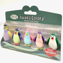 Load image into Gallery viewer, 384591 Iwako Colorz Penguin -1 box of 5 Erasers