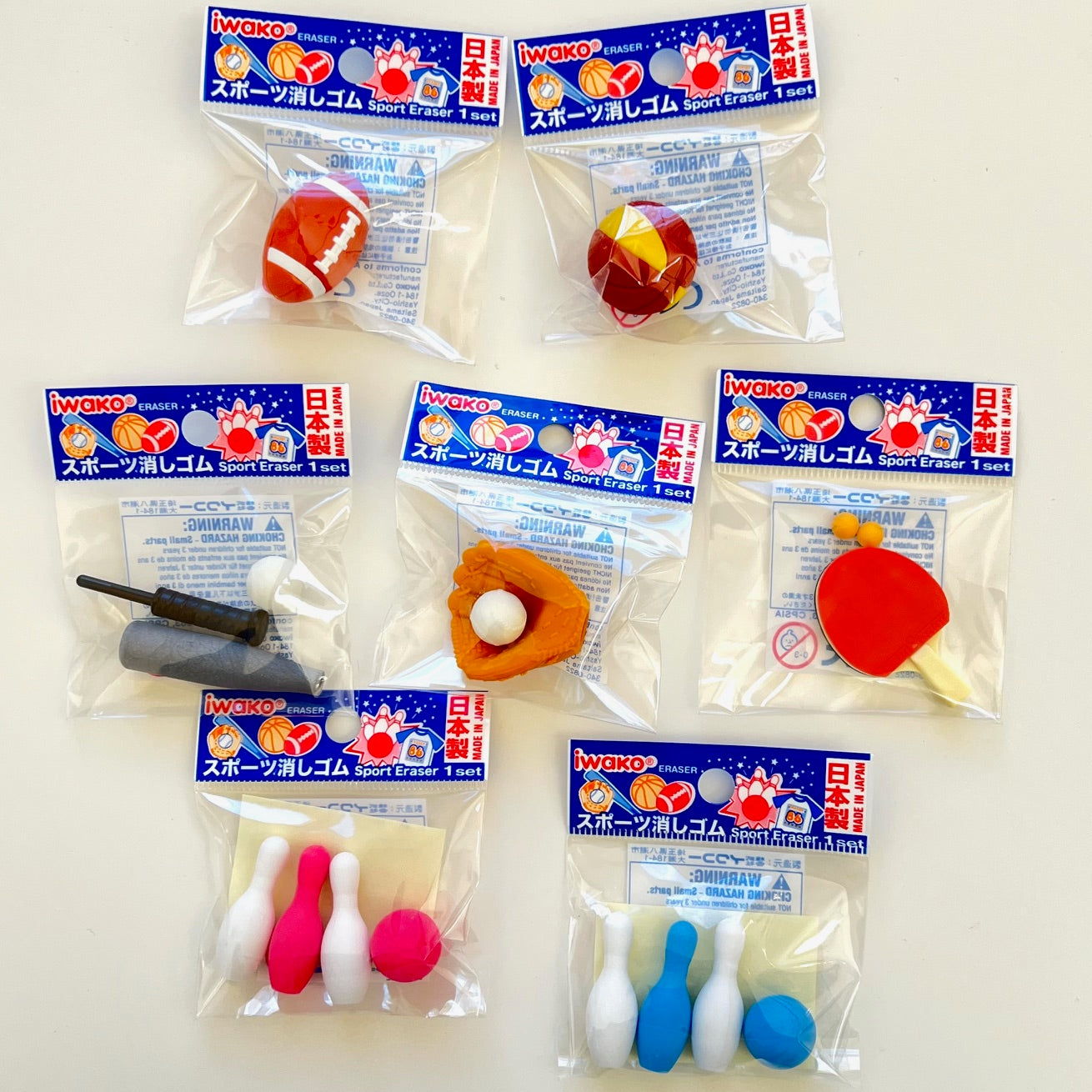 38283 IWAKO SPORTS ERASERS-7 ERASERS – IwakoUSA
