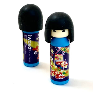 380037 Iwako Kokeshi Japanese Doll Eraser-Blue-1 eraser