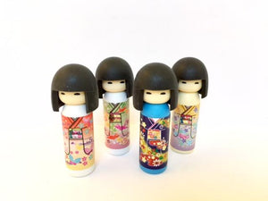 380042 Iwako BLACK HAIR Kokeshi Japanese Doll Eraser-4 erasers