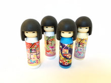 Load image into Gallery viewer, 380042 Iwako BLACK HAIR Kokeshi Japanese Doll Eraser-4 erasers
