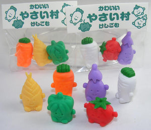 380722 VEGETABLE PENCIL TOP ERASERS -2 BAGS OF 6 ERASERS