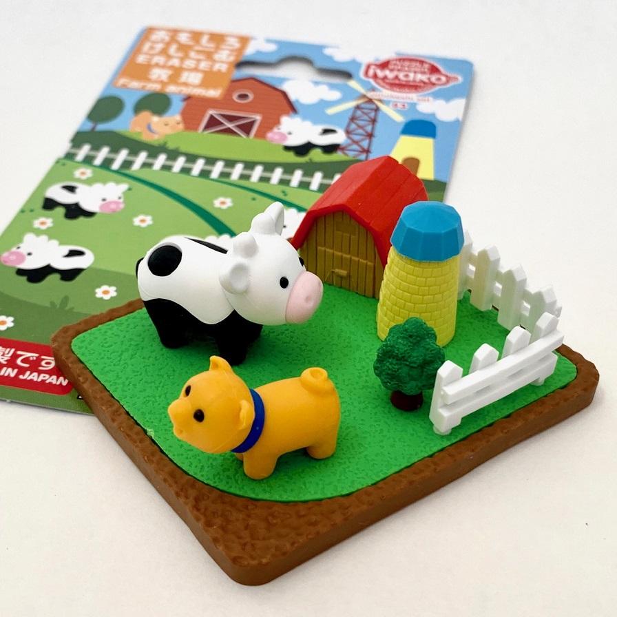 383221 IWAKO FARM ANIMALS ERASER CARD-1 CARD