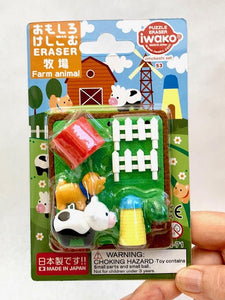383221 IWAKO FARM ANIMALS ERASER CARD-1 CARD
