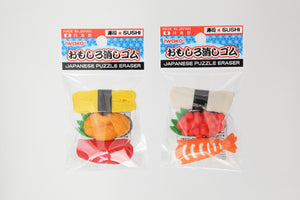 383661 IWAKO SUSHI TRIPLE IWAKO PUZZLE ERASER PACK-1 bag of 3 erasers
