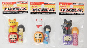 383681 IWAKO JAPAN ICONS TRIPLE ERASERS-1 bag of 3 erasers