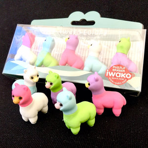 384611 Iwako Colorz Llama Erasers-1 box of 5 erasers