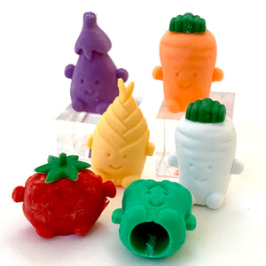 X 384021 VEGETABLE PENCIL TOP ERASERS ROUND BOX-DISCONTINUED