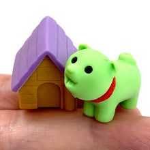 Load image into Gallery viewer, 380297 IWAKO DOG HOUSE ERASERS-GREEN DOG-1 packs of 2 erasers
