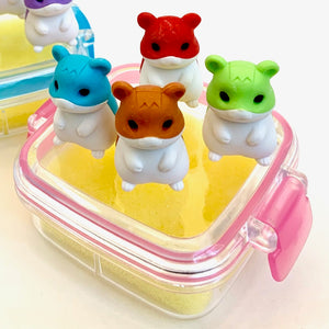 X 384301 IWAKO 4-HAMSTERS ERASER IN A BOX-DISCONTINUED