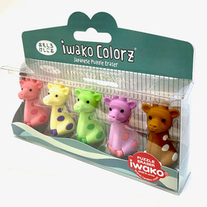 384511 IWAKO Colorz Giraffe -12 sets of 5 Erasers
