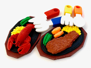 383641 IWAKO STEAK DINNER RESTAURANT TRIPLE IWAKO PUZZLE ERASERS-1 bag of 3 erasers