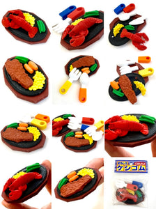 383641 IWAKO STEAK DINNER RESTAURANT TRIPLE IWAKO PUZZLE ERASERS-1 bag of 3 erasers